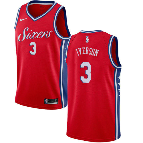 76ers #3 Allen Iverson Red Women's Basketball Swingman Statement Edition Jersey
