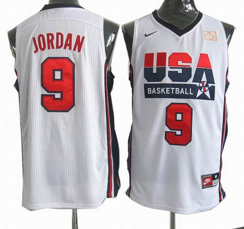 9# Michael Jordan USA Basketball throwback white jerseys