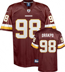 98# Brian Orakpo Burgandy Washington Redskins red Jersey