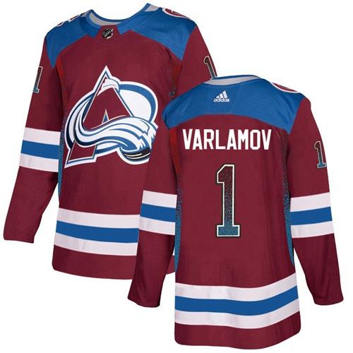 Adidas Avalanche #1 Semyon Varlamov Burgundy Home Authentic Drift Fashion Stitched NHL Jersey