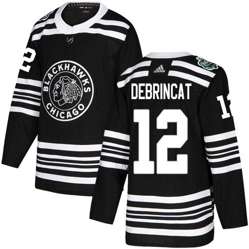 Adidas Blackhawks #12 Alex DeBrincat Black Authentic 2019 Winter Classic Stitched NHL Jersey