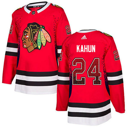 Adidas Blackhawks #24 Dominik Kahun Red Home Authentic Drift Fashion Stitched NHL Jersey