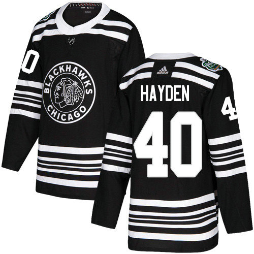 Adidas Blackhawks #40 John Hayden Black Authentic 2019 Winter Classic Stitched NHL Jersey