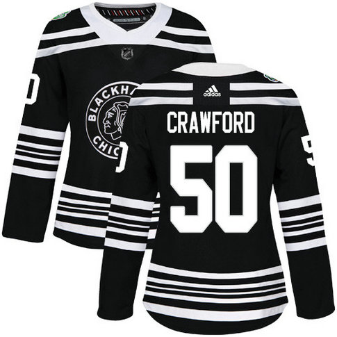 Adidas Blackhawks #50 Corey Crawford Black Authentic 2019