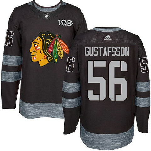 Adidas Blackhawks #56 Erik Gustafsson Black 1917-2017 100th Anniversary Stitched NHL Jersey