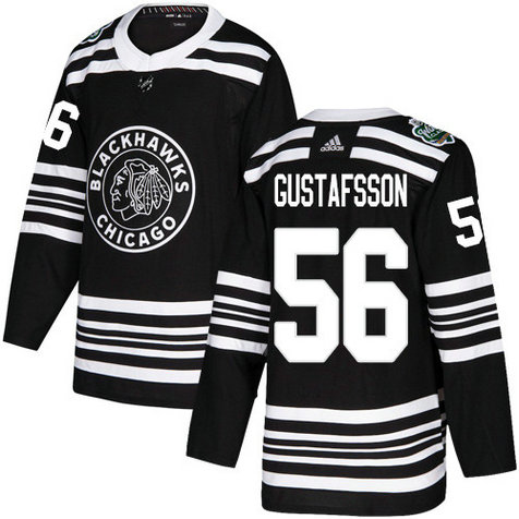 Adidas Blackhawks #56 Erik Gustafsson Black Authentic 2019 Winter Classic Stitched NHL Jersey