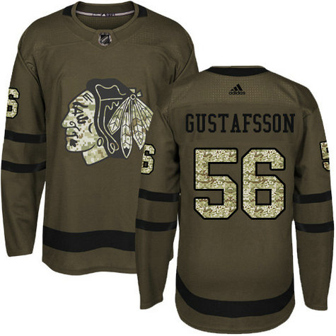 Adidas Blackhawks #56 Erik Gustafsson Green Salute to Service Stitched NHL Jersey