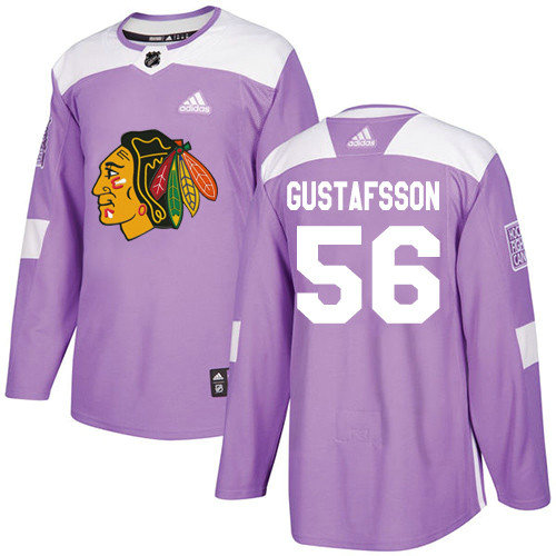 Adidas Blackhawks #56 Erik Gustafsson Purple Authentic Fights Cancer Stitched NHL Jersey