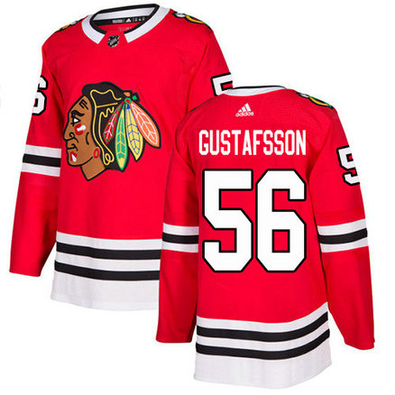 Adidas Blackhawks #56 Erik Gustafsson Red Home Authentic Stitched NHL Jersey