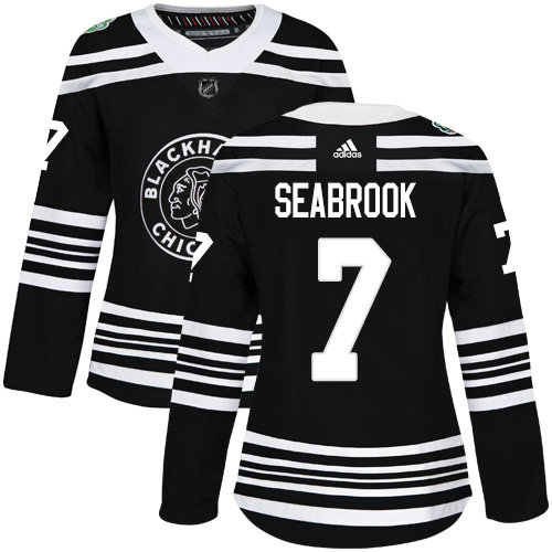 Adidas Blackhawks #7 Brent Seabrook Black Authentic 2019 Winter Classic Women's Stitched NHL Jersey