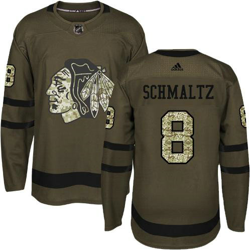 Adidas Blackhawks #8 Nick Schmaltz Green Salute to Service Stitched NHL Jersey