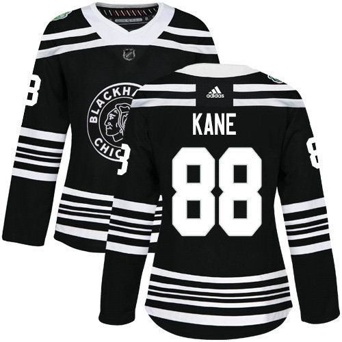 Adidas Blackhawks #88 Patrick Kane Black Authentic 2019 Winter Classic Women's Stitched NHL Jersey
