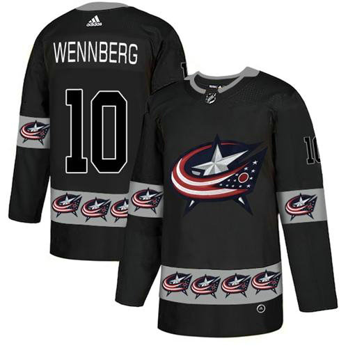 Adidas Blue Jackets #10 Alexander Wennberg Black Authentic Team Logo Fashion Stitched NHL Jersey