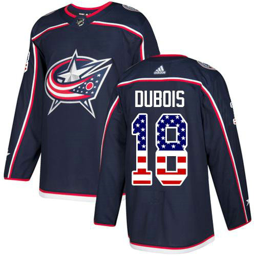 Adidas Blue Jackets #18 Pierre Luc Dubois Navy Blue Home Authentic USA Flag Stitched NHL Jersey