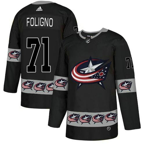 Adidas Blue Jackets #71 Nick Foligno Black Authentic Team Logo Fashion Stitched NHL Jersey