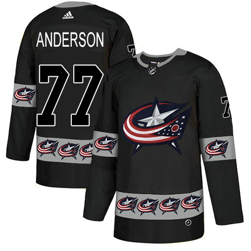 Adidas Blue Jackets #77 Josh Anderson Black Authentic Team Logo Fashion Stitched NHL Jersey
