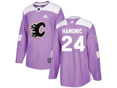 Adidas Calgary Flames #24 Travis Hamonic Purple Authentic Fights Cancer Stitched NHL Jersey