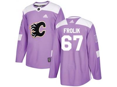 Adidas Calgary Flames #67 Michael Frolik Purple Authentic Fights Cancer Stitched NHL Jersey