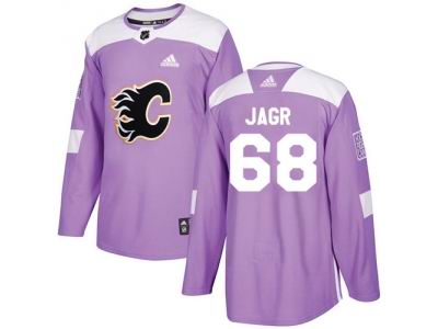Adidas Calgary Flames #68 Jaromir Jagr Purple Authentic Fights Cancer Stitched NHL Jersey