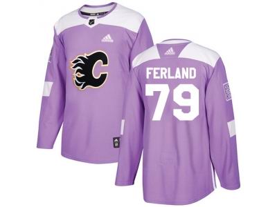 Adidas Calgary Flames #79 Michael Ferland Purple Authentic Fights Cancer Stitched NHL Jersey