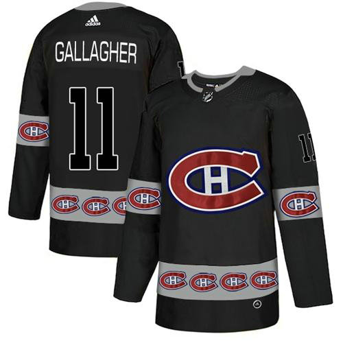 Adidas Canadiens #11 Brendan Gallagher Black Authentic Team Logo Fashion Stitched NHL Jersey