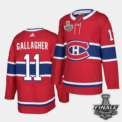 Adidas Canadiens #11 Brendan Gallagher Red Home Authentic 2021 NHL Stanley Cup Final Patch Jersey
