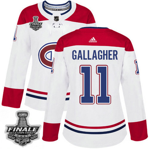 Adidas Canadiens #11 Brendan Gallagher White Road Authentic Women's 2021 NHL Stanley Cup Final Patch Jersey