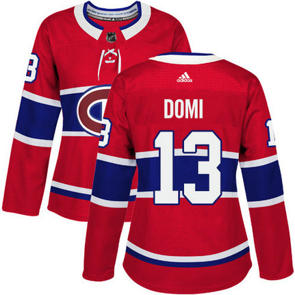 Adidas Canadiens #13 Max Domi Red Home Authentic Women's Stitched NHL Jersey