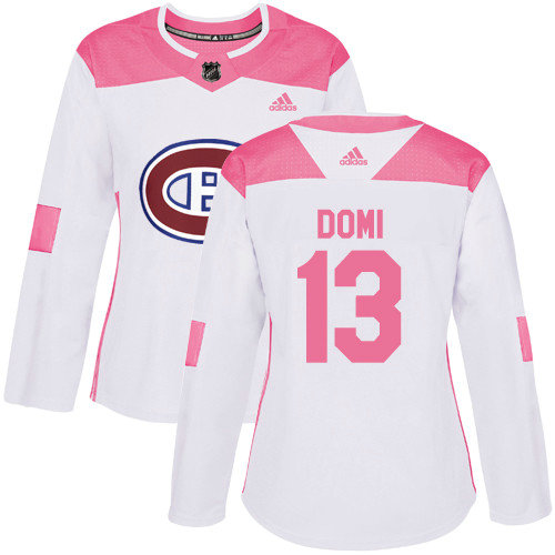 Adidas Canadiens #13 Max Domi White Pink Authentic Fashion
