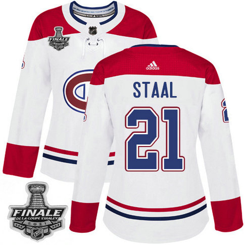 Adidas Canadiens #21 Eric Staal White Road Authentic Women's 2021 NHL Stanley Cup Final Patch Jersey