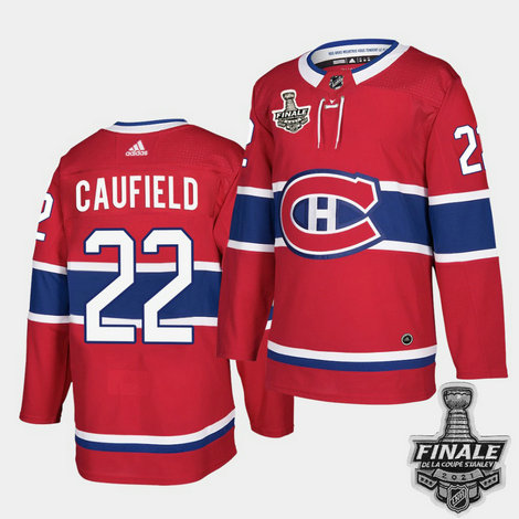 Adidas Canadiens #22 Cole Caufield Red Home Authentic 2021 NHL Stanley Cup Final Patch Jersey