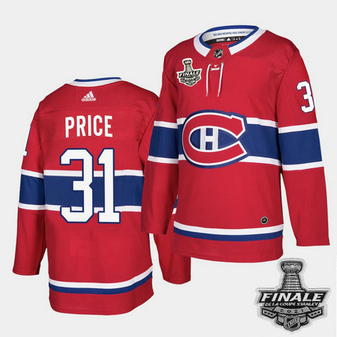 Adidas Canadiens #31 Carey Price Red Home Authentic 2021 NHL Stanley Cup Final Patch Jersey