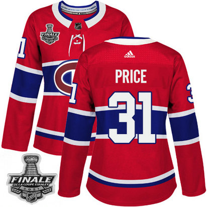 Adidas Canadiens #31 Carey Price Red Home Authentic Women's 2021 NHL Stanley Cup Final Patch Jersey