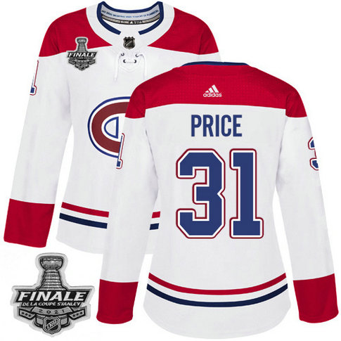 Adidas Canadiens #31 Carey Price White Road Authentic Women's 2021 NHL Stanley Cup Final Patch Jersey