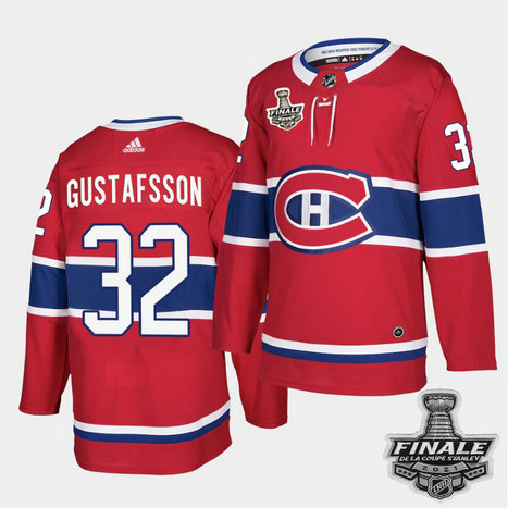 Adidas Canadiens #32 Erik Gustafsson Red Home Authentic 2021 NHL Stanley Cup Final Patch Jersey