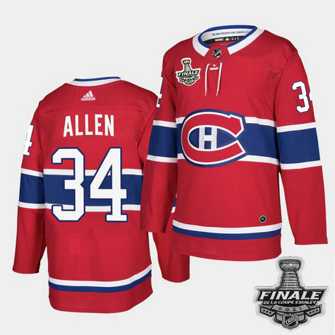 Adidas Canadiens #34 Jake Allen Red Home Authentic 2021 NHL Stanley Cup Final Patch Jersey