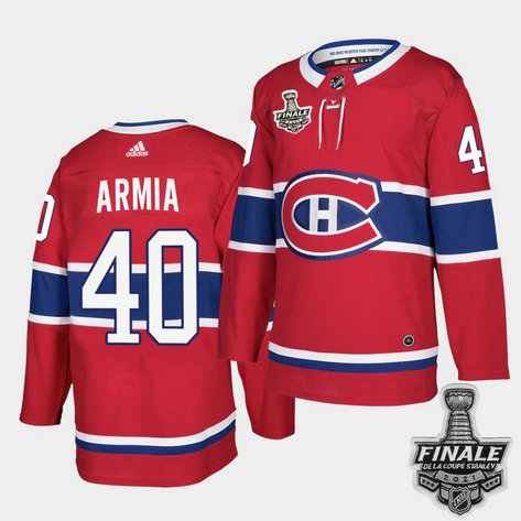 Adidas Canadiens #40 Joel Armia Red Home Authentic 2021 NHL Stanley Cup Final Patch Jersey