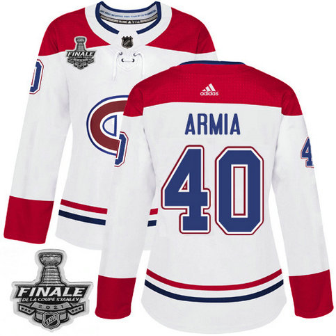 Adidas Canadiens #40 Joel Armia White Road Authentic Women's 2021 NHL Stanley Cup Final Patch Jersey