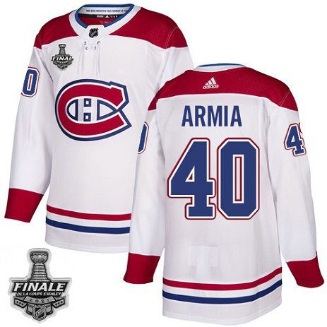 Adidas Canadiens #40 Joel Armia White Road Authentic Youth 2021 NHL Stanley Cup Final Patch Jersey