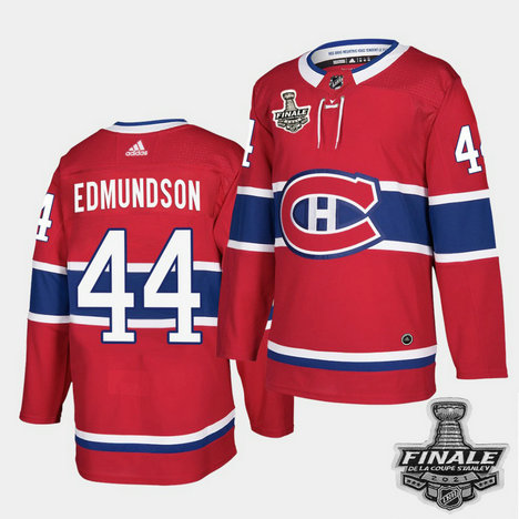 Adidas Canadiens #44 Joel Edmundson Red Home Authentic 2021 NHL Stanley Cup Final Patch Jersey
