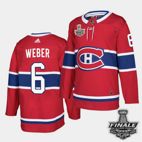 Adidas Canadiens #6 Shea Weber Red Home Authentic 2021 NHL Stanley Cup Final Patch Jersey