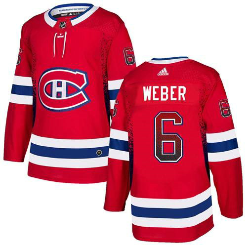 Adidas Canadiens #6 Shea Weber Red Home Authentic Drift Fashion Stitched NHL Jersey