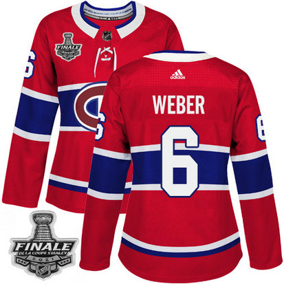 Adidas Canadiens #6 Shea Weber Red Home Authentic Women's 2021 NHL Stanley Cup Final Patch Jersey