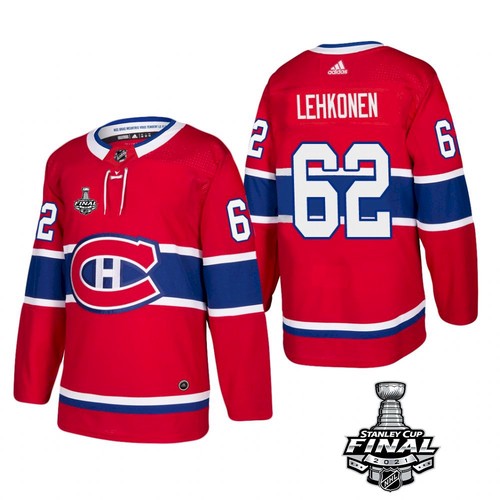 Adidas Canadiens #62 Artturi Lehkonen Red Home Authentic 2021 NHL Stanley Cup Final Patch Jersey