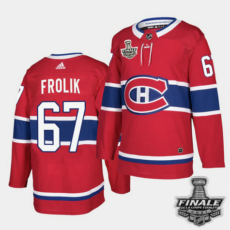 Adidas Canadiens #67 Michael Frolik Red Home Authentic 2021 NHL Stanley Cup Final Patch Jersey