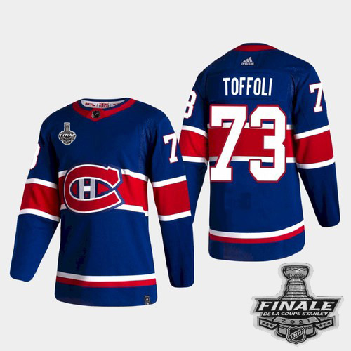 Adidas Canadiens #73 Tyler Toffoli Blue Road Authentic 2021 NHL Stanley Cup Final Patch Jersey