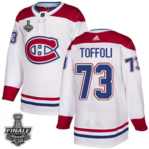 Adidas Canadiens #73 Tyler Toffoli White Road Authentic 2021 NHL Stanley Cup Final Patch Jersey