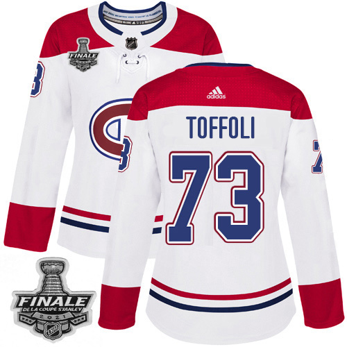 Adidas Canadiens #73 Tyler Toffoli White Road Authentic Women's 2021 NHL Stanley Cup Final Patch Jersey