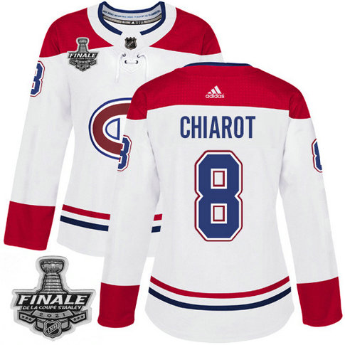 Adidas Canadiens #8 Ben Chiarot White Road Authentic Women's 2021 NHL Stanley Cup Final Patch Jersey