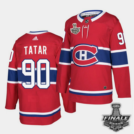 Adidas Canadiens #90 Tomas Tatar Red Home Authentic 2021 NHL Stanley Cup Final Patch Jersey